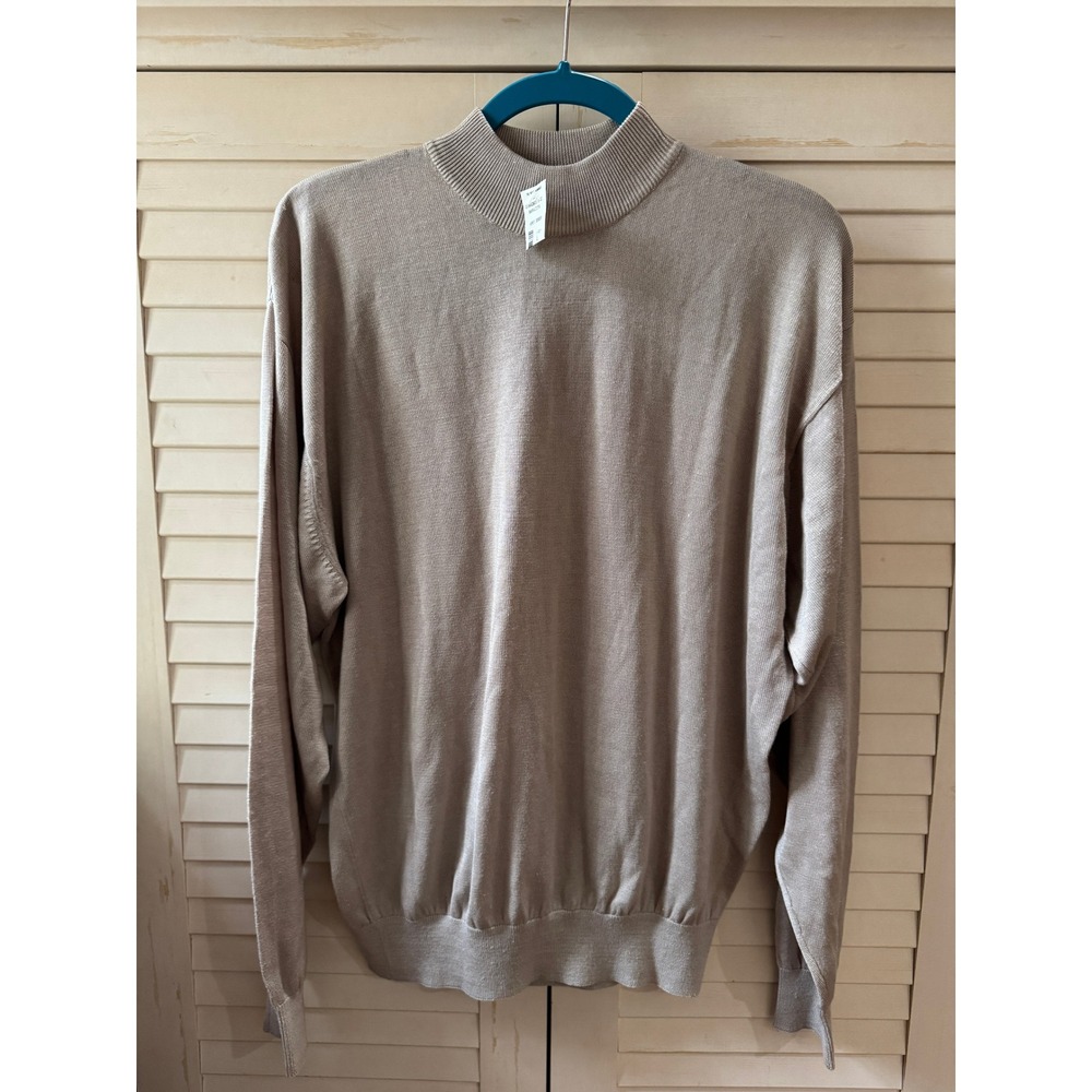 Baracuta Men's Mock Neck Sweater – Beige, Size Large